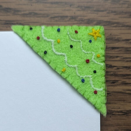 Christmas tree embroidered bookmark