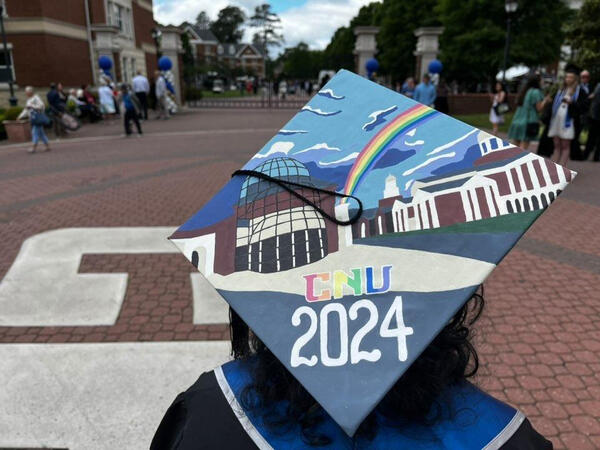 Painted grad cap CNU class of 2024