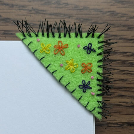 Flower patch embroidered bookmark