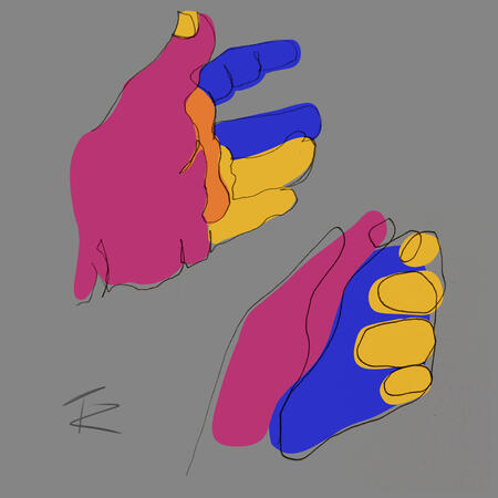Hands blind contour