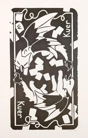 Kuer woodblock print
