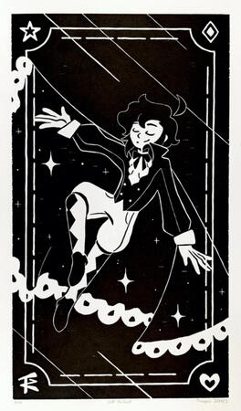 Self-Portrait woodblock print