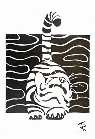 Tiger woodblock print