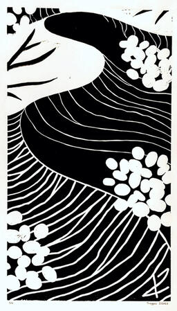 Desert Trees woodblock print