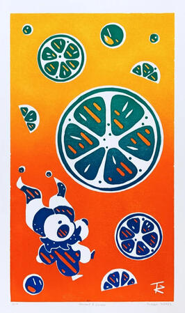 Sherbert and Lemons woodblock print